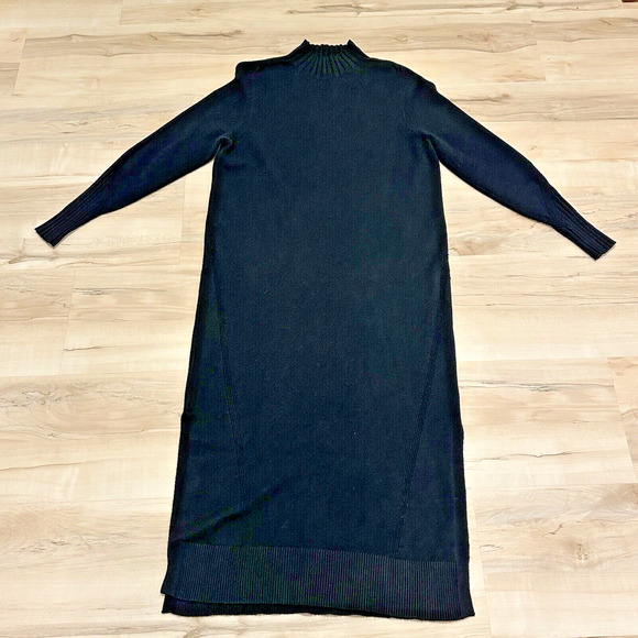 Karlie Women M Sweater Dress Midi Cashmere Blend Mock Neck Long Sleeve Black - Picture 2 of 12